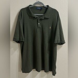 Polo Ralph Lauren Mens Polo Shirt 2XLT Olive Green Flesh Pony Soft Cotton Preppy